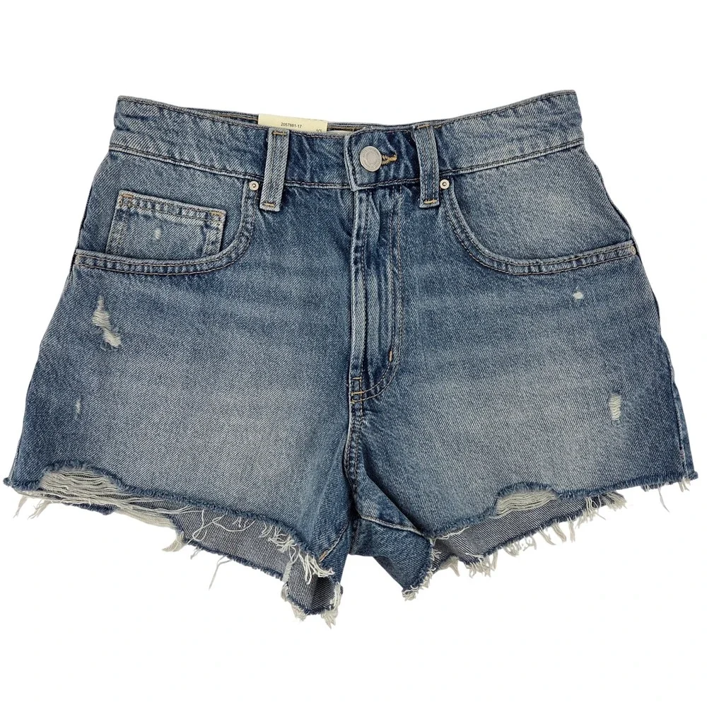 Cotton On Original Cut Off Shorts 26 Blue Distressed High Rise Boho Summer Beach
